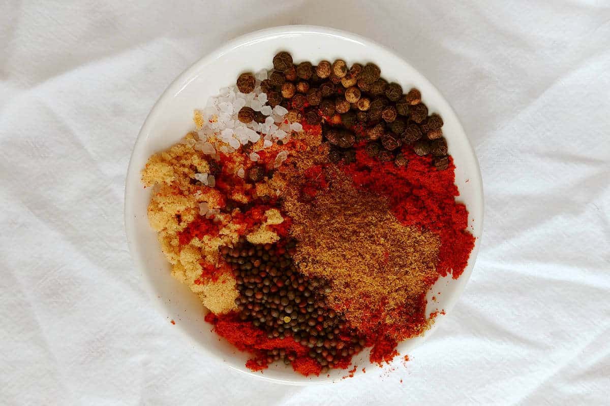spices for barbecue spice rub, in a bowl