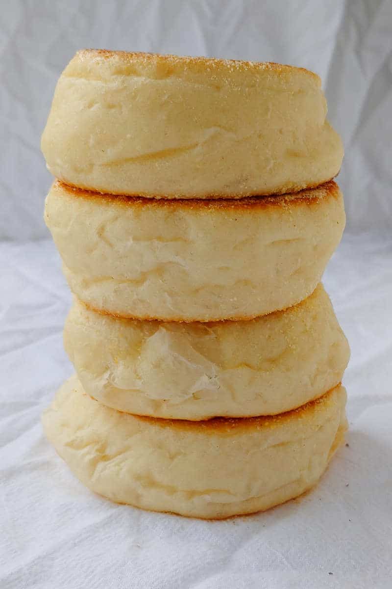4 english muffins, stacked